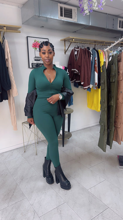 Getting To The Money Jumpsuit(Olive)