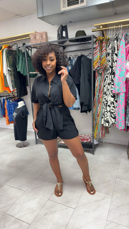 LOUNGE WITH ME SHORT SET (BLACK)