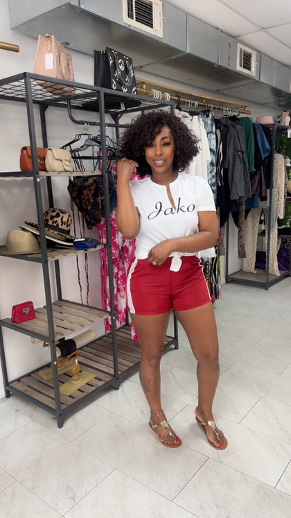 Stripe Shorts ( Burgundy)