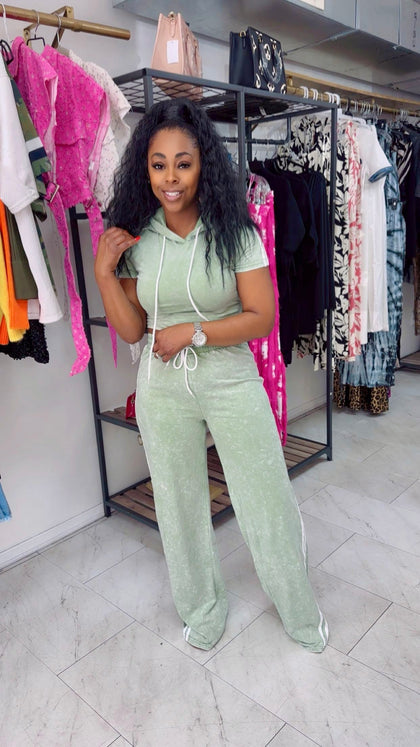Strike me out pant set (sage)