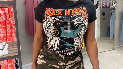 ROCK AND ROLL TOP (BLACK)