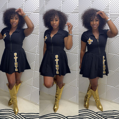 CUSTOM NOLA SAINTS DRESS -BLACK