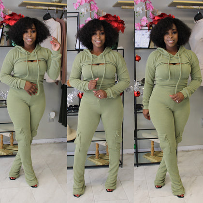 MAKE ME HOTTER JUMPSUIT SET (ARMY)