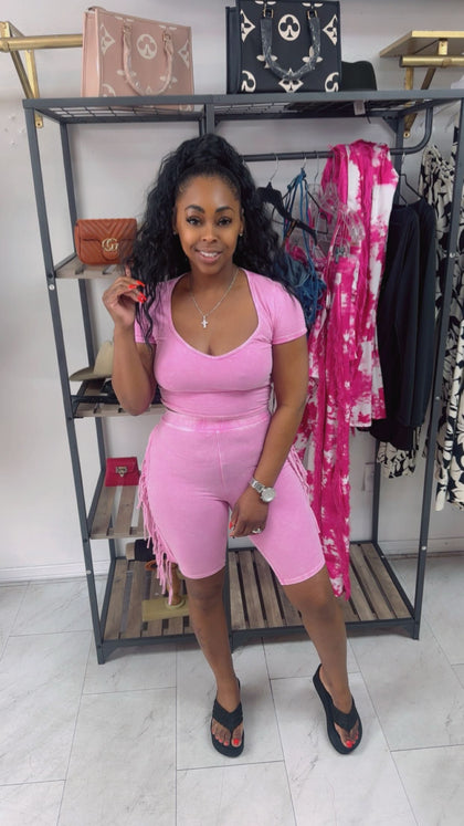 Kelli Fringe Set (Pink)